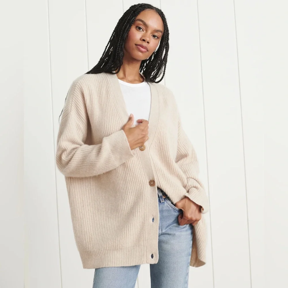 Jenni Kayne Cashmere Cocoon Cardigan in Oatmeal - Picture 1 of 8
